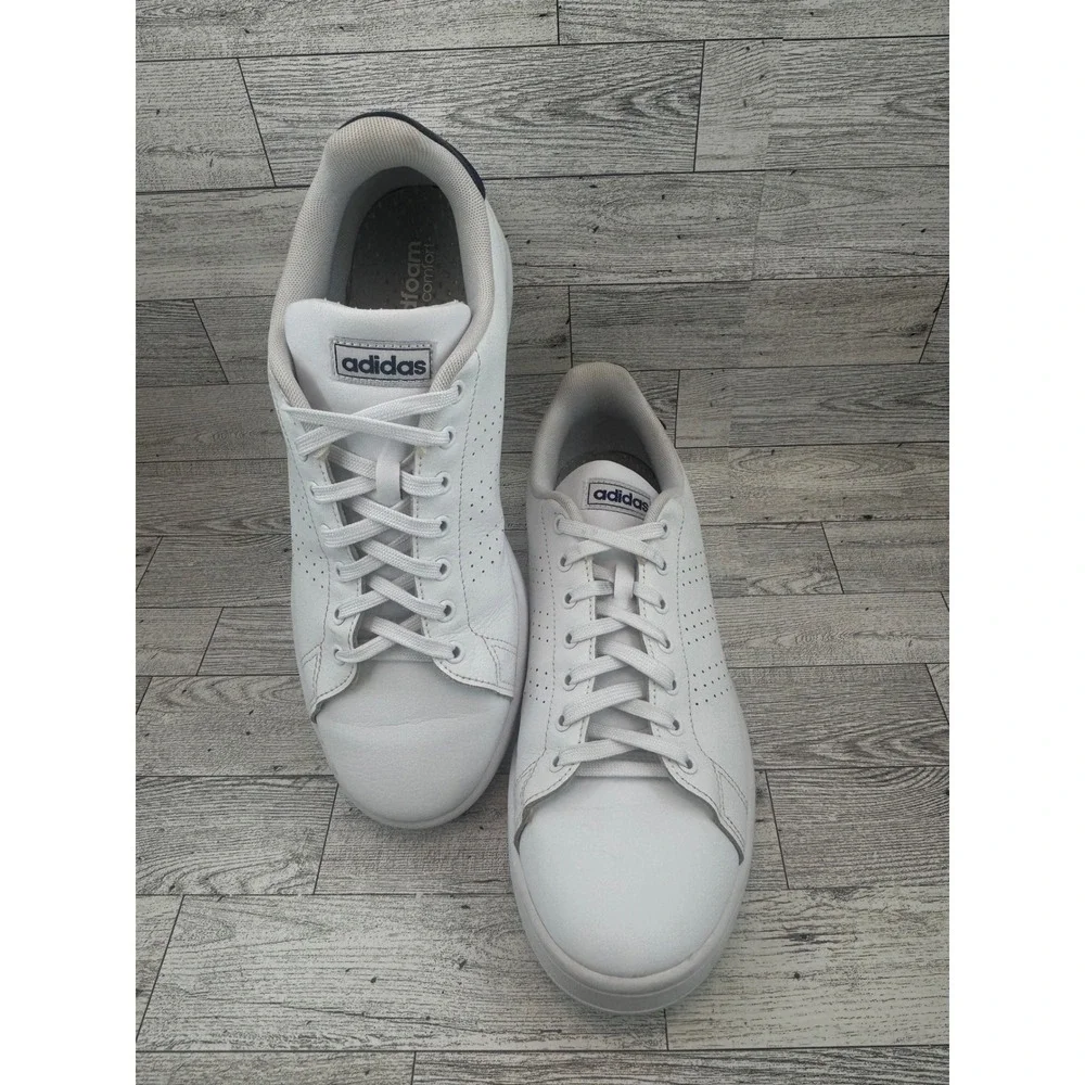 Adidas Mens Advantage Clean White Blue Sneakers Comfort CloudFoam Size US 10‎